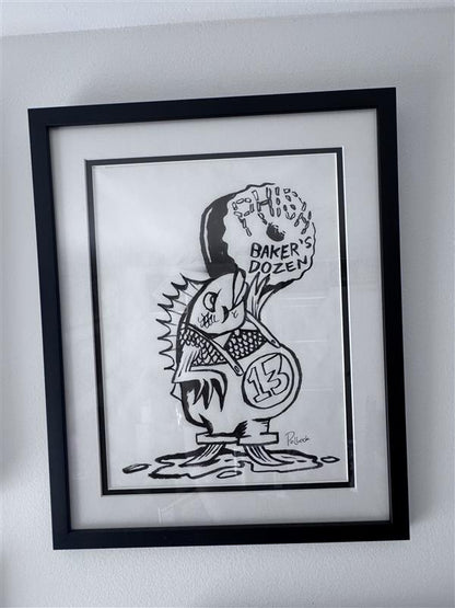 Bakers Dozen Statue - Marker Drawing